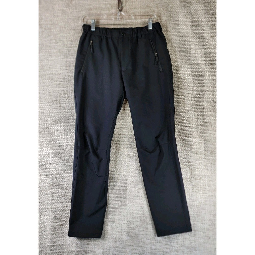 Tigora Stretch Nylon Pants Size 32x29 Black Zip Pockets Microfleece Backed